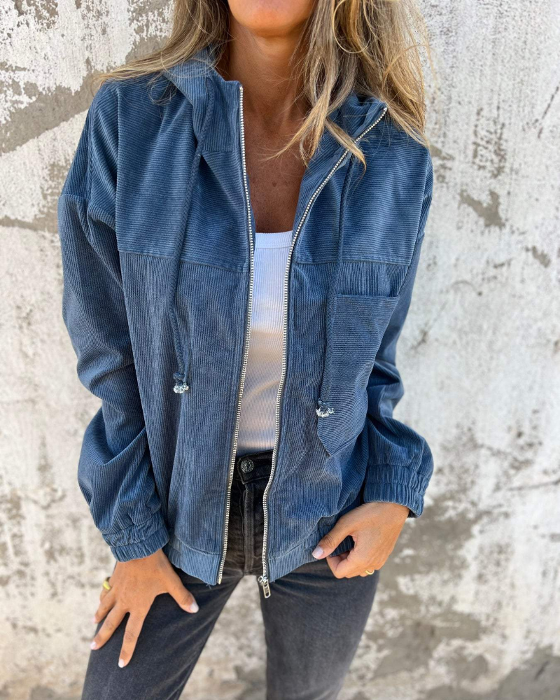 Sabina™ | Chaqueta con capucha de pana y cremallera