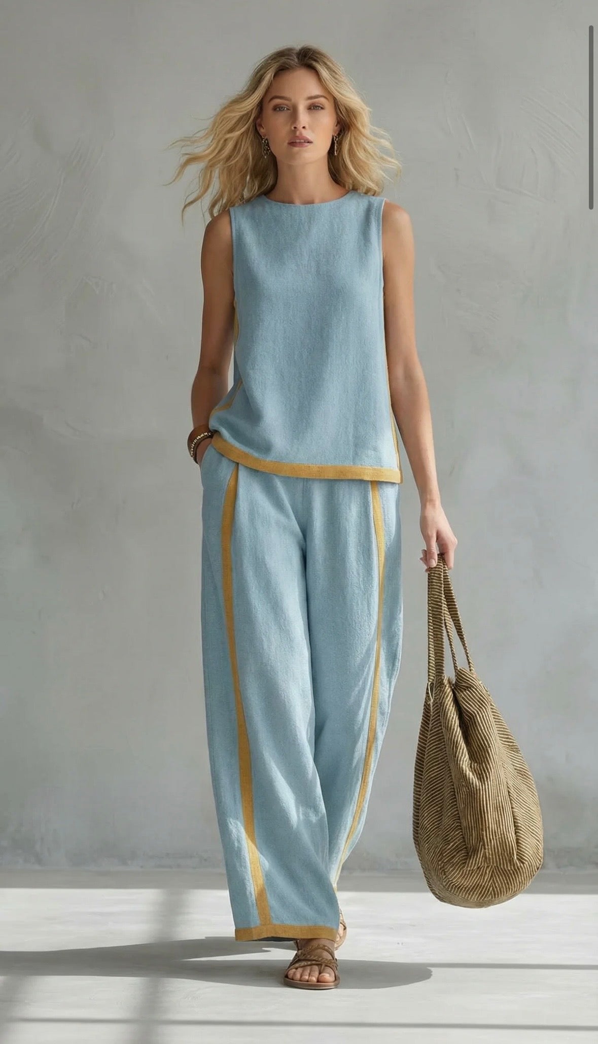 Leila™ – Conjunto de chaleco y pantalones de algodón
