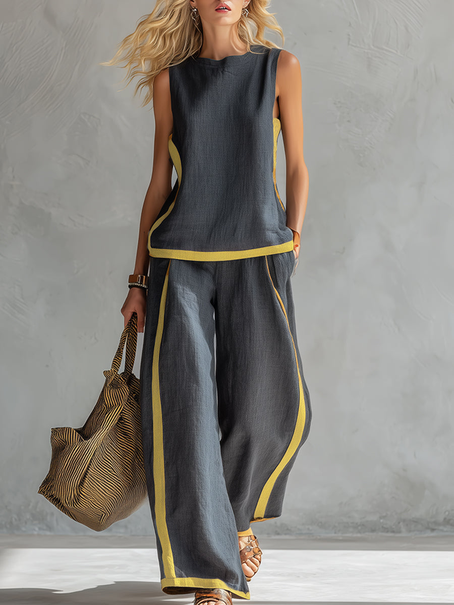 Leila™ – Conjunto de chaleco y pantalones de algodón