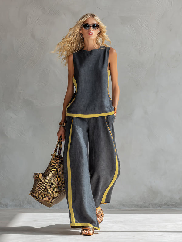 Leila™ – Conjunto de chaleco y pantalones de algodón