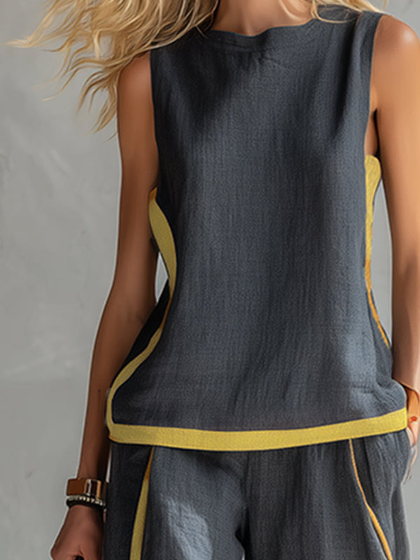 Leila™ – Conjunto de chaleco y pantalones de algodón