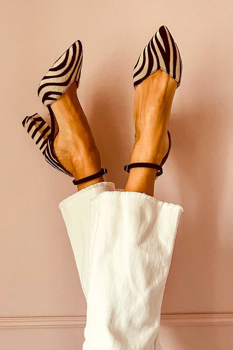Georgina™ | Sandalias con tacón medio y patrón de cebra