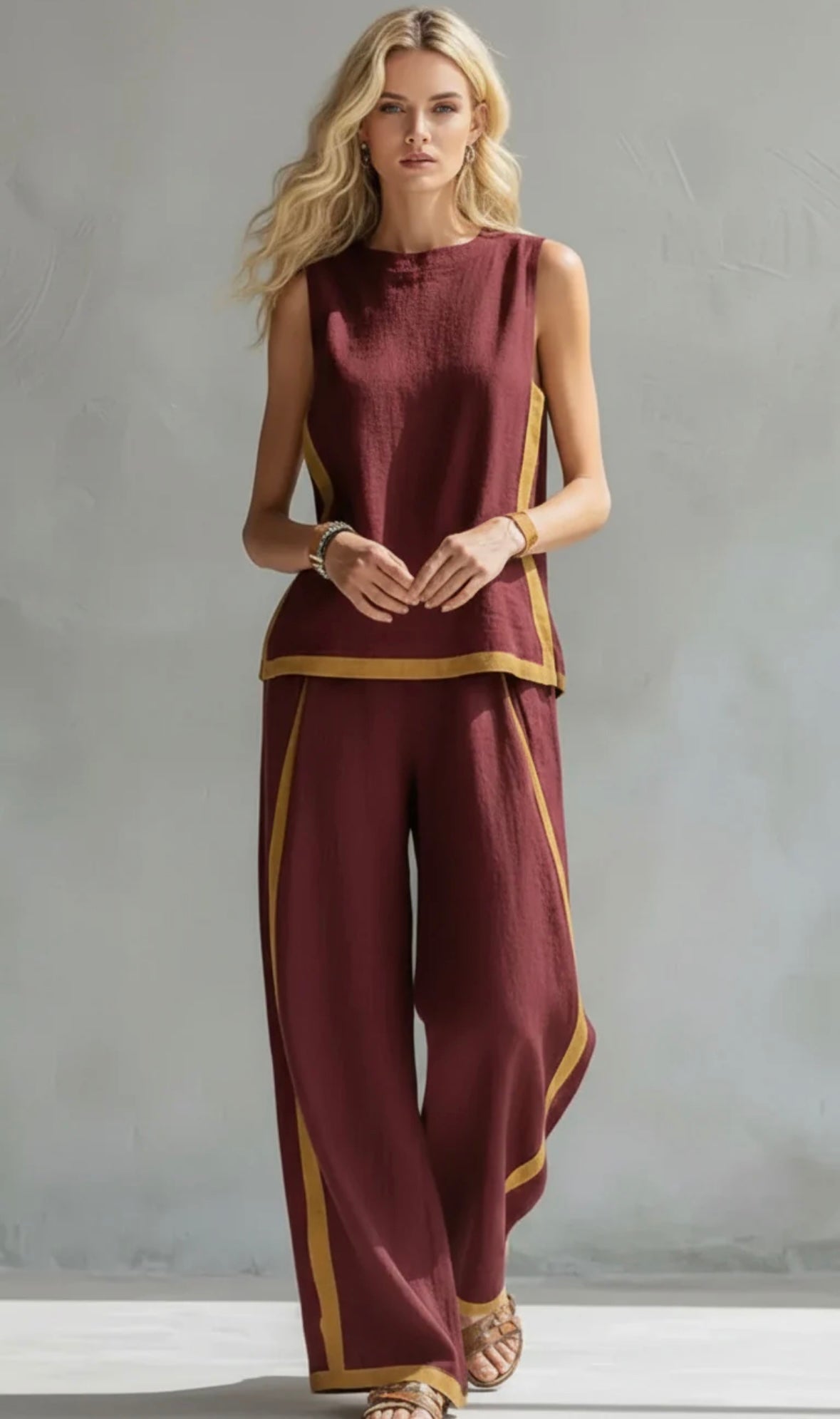 Leila™ – Conjunto de chaleco y pantalones de algodón