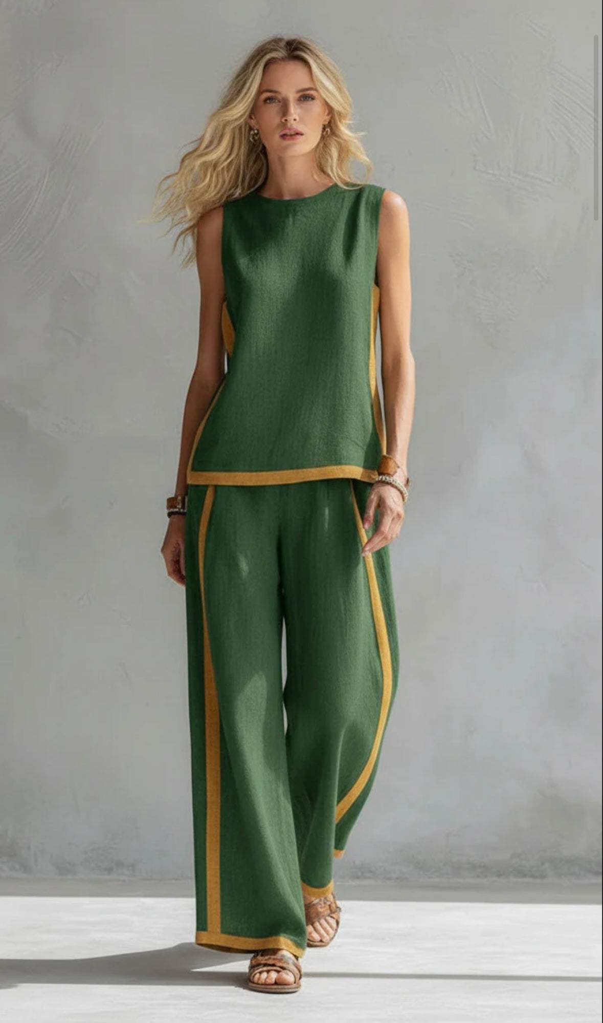 Leila™ – Conjunto de chaleco y pantalones de algodón
