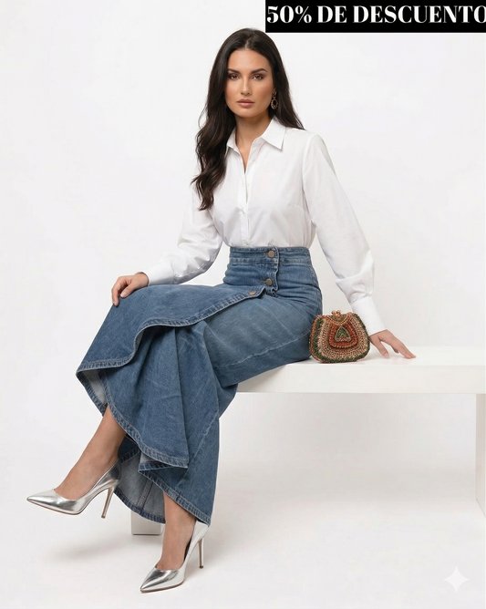 Paula™- Pantalones vaqueros cruzados