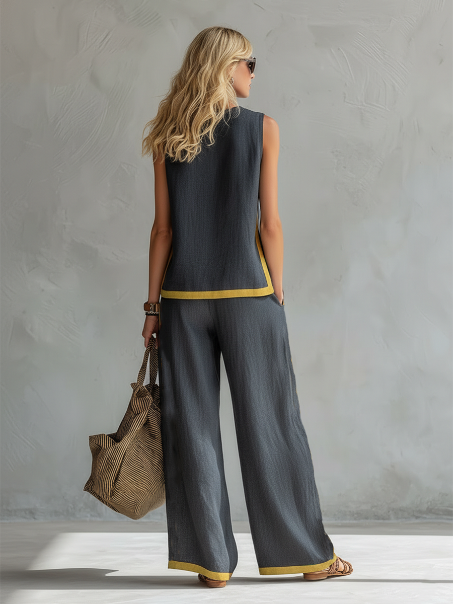 Leila™ – Conjunto de chaleco y pantalones de algodón