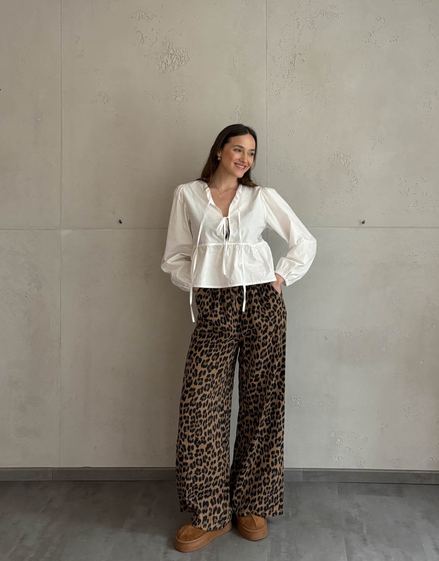 Lina™ - Pantalones de leopardo de pierna ancha