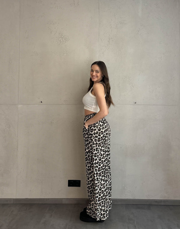 Lina™ - Pantalones de leopardo de pierna ancha