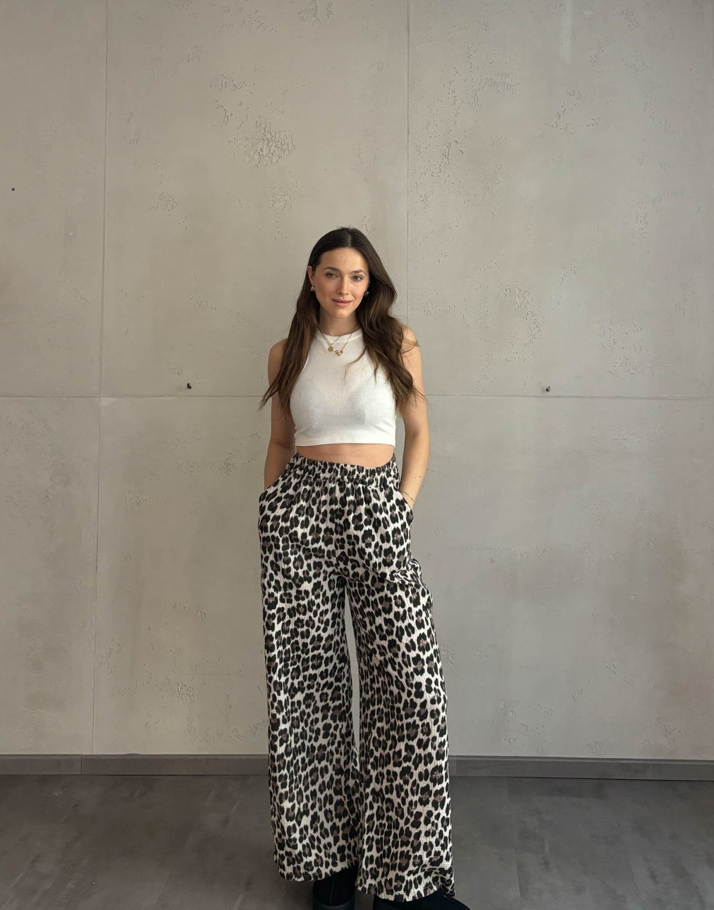 Lina™ - Pantalones de leopardo de pierna ancha