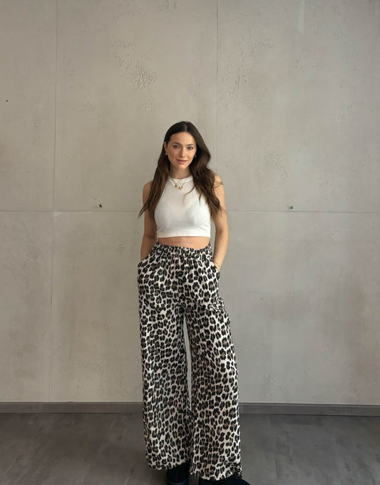Lina™ - Pantalones de leopardo de pierna ancha