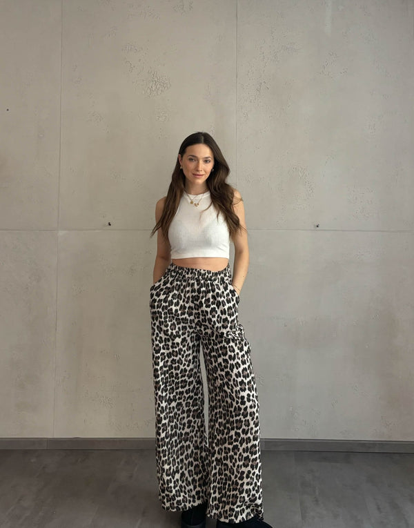 Lina™ - Pantalones de leopardo de pierna ancha