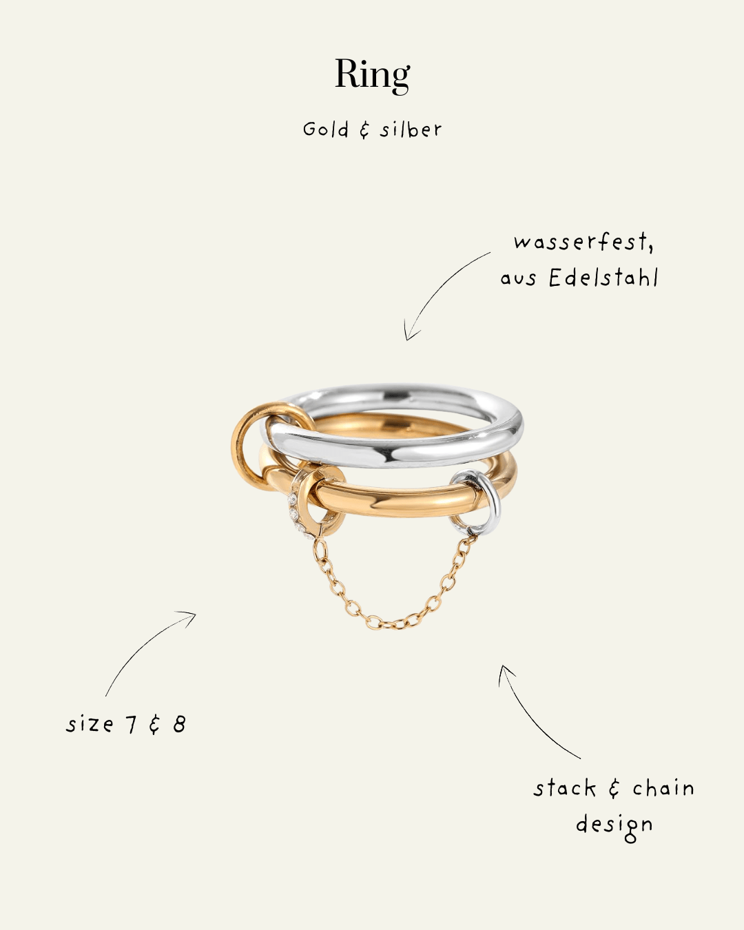 Laura™ - Juego de anillos de dos capas «Pro» en oro y plata
