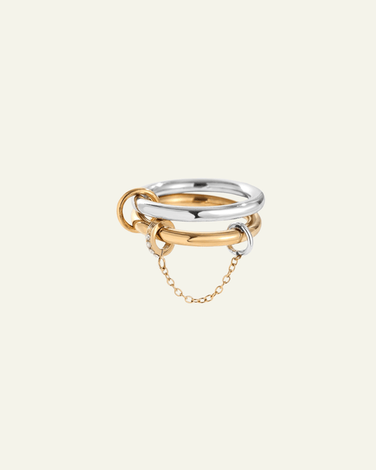 Laura™ - Juego de anillos de dos capas «Pro» en oro y plata
